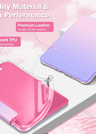 Fintie Case for 7 inch All-New Kindle Paperwhite (12th Generation, 2024) and Kindle Colorsoft, Ultra Clear Soft Light Transparent TPU Back Cover Auto Wake/Sleep, Fantasy Ombre