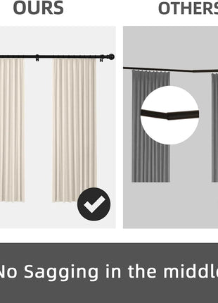 GXOACKJ Curtain Rods for windows 32-48 inch, 5/8 inch Decorative Curtain Rod Set, Matte Black Splicing Heavy Duty Metal Curtain Rod with Brackets