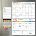 Hivillexun Magnetic Dry Erase Calendar Whiteboard Set (3-Pack) for Fridge, Wall, and Refrigerator Organization Monthly, Weekly, and Daily Planners with 8 Markers and Eraser