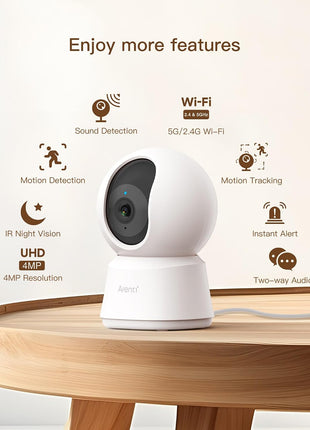 ARENTI 5G Indoor Security Camera, 4MP Pet Camera with Speaker for Dog/Cat, Baby Monitor with Phone App, Dual-Band WiFi, Auto Tracking, Super Night Vision, 2-Way Talk, Cloud & SD Card Storage(P2Q)
