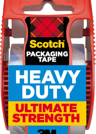 Scotch Heavy Duty Shipping Packing Tape, Clear, Shipping and Packaging Supplies, 1.88 in. x 27.7 yd., 1 Tape Roll with Dispenser