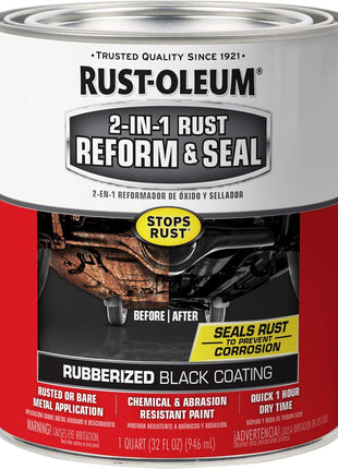 Rust-Oleum 344763 Automotive 2-in-1 Rust Reform & Seal, Quart, Black