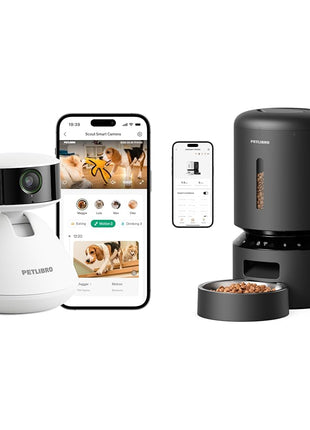 PETLIBRO AI Multi-Pet Recognition Pet Camera + Granary Black Timed Automatic Cat Feeder for Dry Food, Camera with Phone App, Daily Activity Analysis & Smart Summaries, 360° Auto Tracking 2-Way Talk