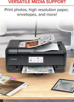 Canon PIXMA TR8620a - All-in-One Printer Home Office|Copier|Scanner|Fax|Auto Document Feeder | Photo, Document | Airprint (R), Android, Black, Works with Alexa