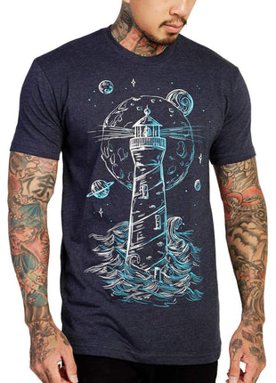 INTO THE AM Meta Beach II Graphic Tee for Men - Short Sleeve Design T-Shirts (Black, Large)