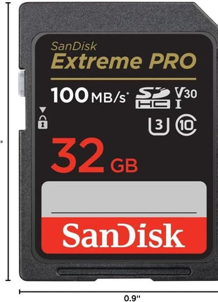 SANDISK 32GB Extreme PRO SDHC UHS-I Memory Card - C10, U3, V30, 4K UHD, SD Card - SDSDXXO-032G-GN4IN | Up to 140MB/s, Up to 200MB/s, UHS-I, V30, U3, Class 10, 4K video