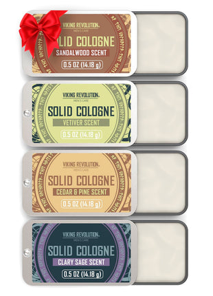 Viking Revolution 4 Pack Mens Solid Colognes 0.5 Oz - Men Solid Perfume with Cedar Wood, Clary Sage, Vetiver, Sandalwood Cologne for Mens - Travel Cologne Wax Gifts for Men