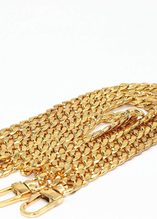 WEICHUAN 47 inch/120cm Gold Iron Flat Chain for Handbag Shoulder Bag Crossbody Bag Purse Chain Strap Replacement, with Metal Buckles- 6 OZ in Weight (Gold)