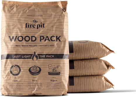 TIKI Wood Pellet Pack – 4-Pack Wood Pellets for Smokeless Fire Pits, Easy-to-Use Fire Pit Fuel for Outdoor Heating & Camping, 30+ Minute Full Flame Fire, Made in The USA