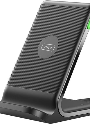 INIU Wireless Charger, 15W Fast Wireless Charging Station with Sleep-Friendly Adaptive Light Compatible with iPhone 17 16 15 14 13 12 Pro Max Samsung Galaxy S25 S24 S23 Note 20 Google etc