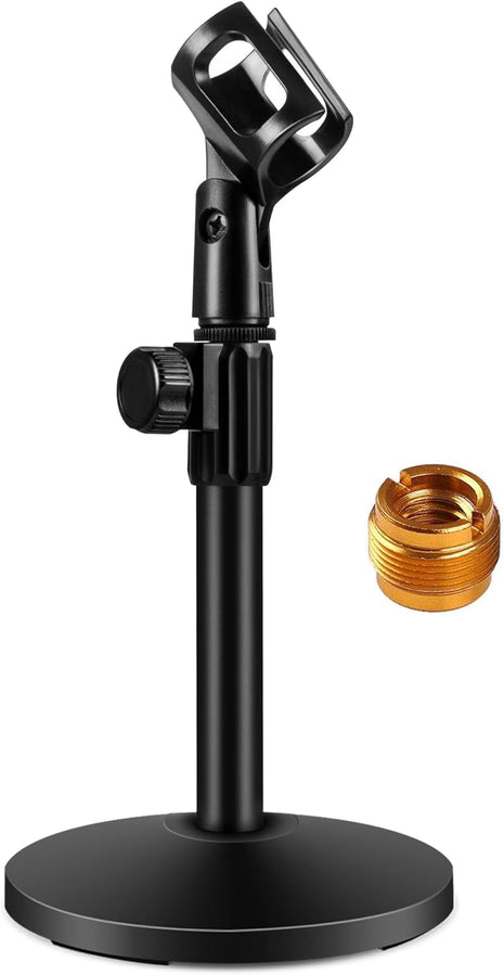InnoGear Desktop Microphone Stand, Upgraded Adjustable Table Mic Stand with Mic Clip and 5/8 inch Male to 3/8 inch Female Screw for Blue Yeti Snowball Spark & Other Microphone