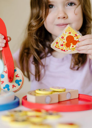Melissa & Doug Mickey Mouse Wooden Pizza and Birthday Cake Set (32 pcs) - Play Food