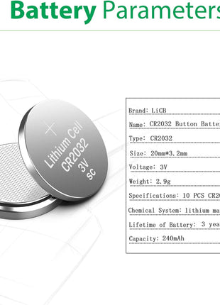 LiCB CR2032 3V Lithium Battery(10 Pack)