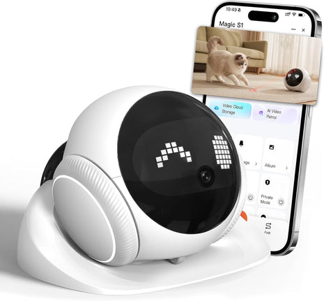 Vivideye Pet Camera 1080P, Movable Robot Security Camera for Dog Cat, Rolling Robot Indoor Camera with Talk,Battery-Operated, Auto-Recharge, Night Vision,SD/Cloud Storage, Pet/Human/Voice Detection