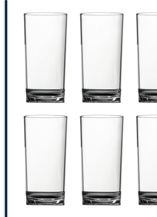 US Acrylic Classic Clear Plastic Reusable Drinking Glasses (Set of 6) 16oz Water Cups | BPA Free Tumblers, Made in USA | Top Rack Dishwasher Safe