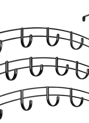LYNK Professional® HomeTM Over the Door Hooks - 14 Hook – Over the Door Coat Rack - Over the Door Hanger - Hanging Towels or Clothes - Bathroom, Bedroom, Laundry Room - Lifetime Ltd. Warranty, Black