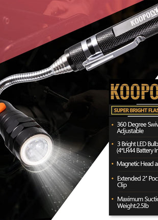 Telescoping Magnetic Pickup Tool Set, Inspection Mirror Telescoping, LED Flashlight, Cool Gadgets for Men, Gifts for Dad, Husband, Kids, Boyfriend, Magnet Stick