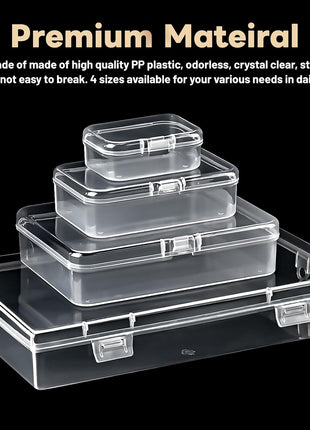 24 Pack Mixed Sizes Small Plastic Storage Containers, Mini Rectangular Small Items Organizer Boxes with Hinged Lids and Labels for Craft Jewelry Beads