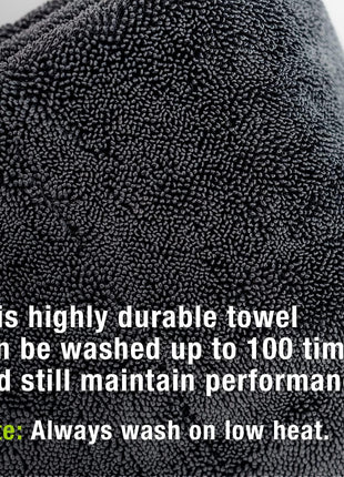 ExoForma Mega Car Drying Towel - Holds Up to 9 lbs, No Streaks, Scratches, or Water Spots | 1200 GSM Microfiber Double Twist Pile & Edgeless Design, 1 Quick & Effortless Dry - 24" x 36"