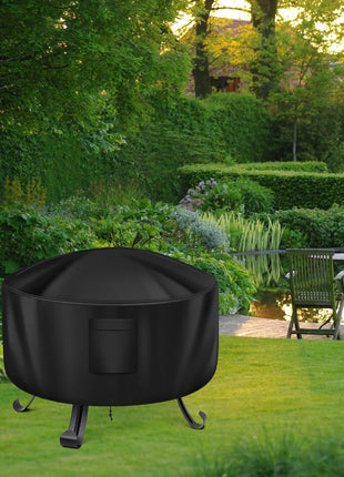 WLEAFJ Fire Pit Cover - Round, 22-34 Inch, Heavy Duty Oxford Fabric, Waterproof