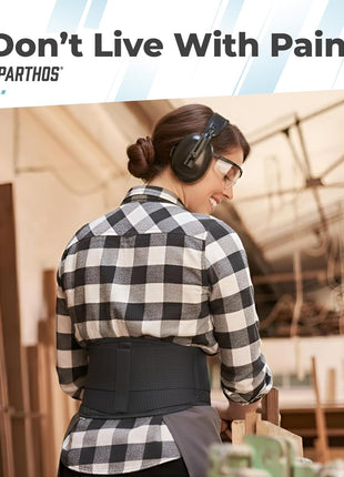 Sparthos Back Brace for Women & Men, Sciatica, Lower Back Pain - Black-L | Herniated Disc & Scoliosis Pain Relief, Adjustable Back Support Belt, Lumbar Pad, Breathable Mesh for Work & Heavy Lifting