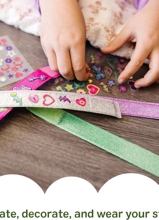 Melissa & Doug Design-Your-Own Bracelets with 100+ Sparkle Gem & Glitter Stickers, Kids Snap Bracelets, Stickers & Jewelry Crafts, Preschool Toys for Girls & Boys Ages 4+