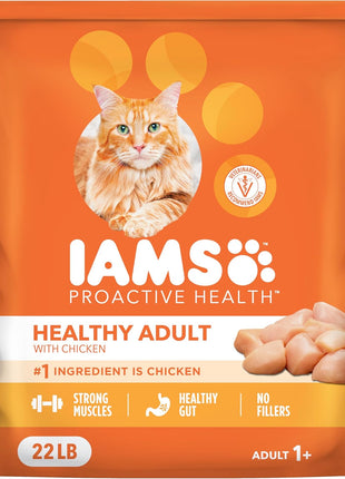IAMS Proactive Health Dry Cat Food, Healthy Cat Food Dry Recipe for Adults, with Chicken 22 lb. Bag