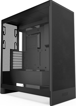 NZXT H7 Flow - Mid-Tower ATX Airflow PC Case - Black | Airflow-first ATX mid-tower. Bottom-mount fans for direct GPU cooling, 420mm front radiator support, clean cable routing.