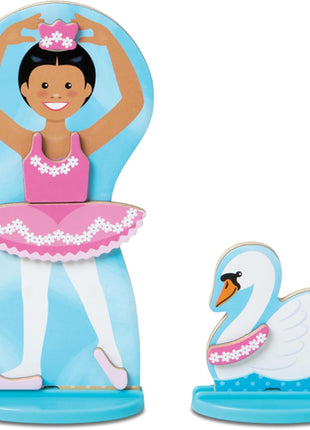 Melissa & Doug Ballerina And Fairy Magnetic Dress-Up Double-Sided Wooden Doll And Swan Pretend Play Set (52 pcs)
