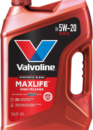 Valvoline High Mileage with MaxLife Technology SAE 5W-20 Synthetic Blend Motor Oil 5 QT