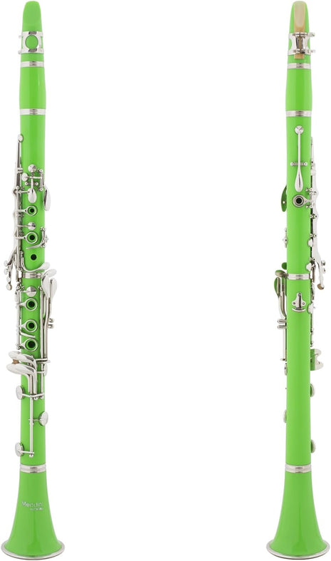 Mendini by Cecilio B Flat Clarinet for Beginner, Ebonite Bb Clarinet with 2 Replaceable Barrels, 10 Reeds, Stand, Pocketbook, Mouthpiece, Hard Case, Gloves, Black