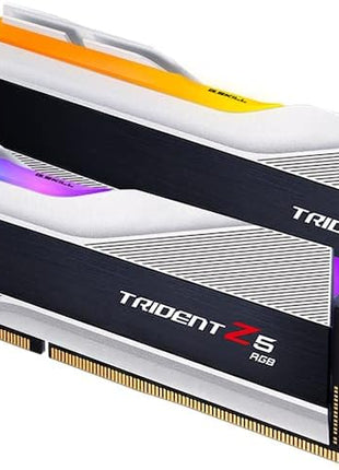 G.SKILL Trident Z5 RGB Series DDR5 RAM (Intel XMP 3.0 & AMD EXPO) 32GB (2x16GB) 6000MT/s CL36-36-36-96 1.35V Desktop Computer Memory U-DIMM - Metallic Silver (F5-6000J3636F16GX2-TZ5RS)