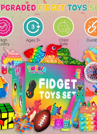 120 Pcs Fidget Toys Pack, Pop Sensory Party Favors Set Gifts for Kids Adults Boy Girl Stocking Stuffers Autistic Bulk Goodie Bag Filler Treasure Box Classroom Prizes School