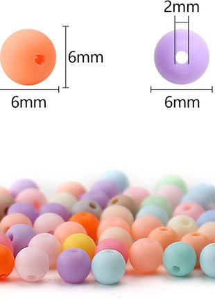 1000PCs 6MM Matte Mix Colors Acrylic Round Beads, Frosted Round Acrylic Balls Gumball Beads, Bubblegum Beads Chunky Beads, Plastic Resin Beads for Necklace and Bracelet Making, Crafting Supplies