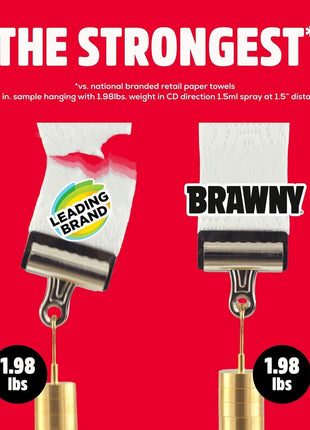 Brawny Tear A Square 3 Ply Paper Towels, 8 Triple Rolls = 24 Regular Rolls, Strong, Absorbent, and Durable with 3 Sheet Sizes (Quarter, Half, Full)
