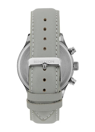United Colors of Benetton Signature Analog Watch for Man with Silver Tone Round Dial & Grey Leather Strap Band Water Resistant Men's Wrist Watches - UWUCG2400