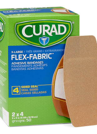 CURAD Flex-Fabric Adhesive Bandages, X-Large 2x4, 50 Count