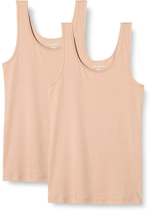 Amazon Essentials Women's Slim-Fit Tank Top, Pack of 2, White, Medium