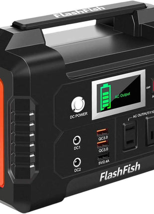 Flashfish 200W Portable Power Station 151Wh, 400W Peak Solar Generator with 110V AcOutlet, 2 DC & 3 USB Ports, Backup Battery for CPAp Camping, Home, Outdoor EmergencyPower supply