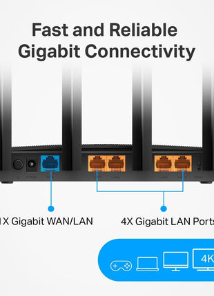 TP-Link AC1200 Gigabit WiFi Router (Archer A6) - Dual Band MU-MIMO Wireless Internet Router, 4 x Antennas, OneMesh and AP Mode, Long Range Coverage