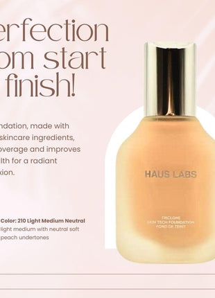 HAUS LABS BY LADY GAGA Triclone Skin Tech Medium Coverage Foundation with Fermented Arnica 210 Light Medium Neutral