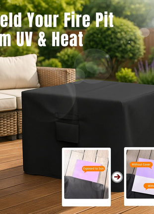 SHINESTAR Square Fire Pit Cover, Fits for 28-32 Inch Fire Pit Table, Waterproof and Windproof, 32 x 32 x 24 Inches, Black