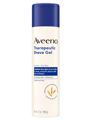 Aveeno Therapeutic Shave Gel with Oat and Vitamin E to Help Prevent Razor Bumps, Soothes Dry Skin and Provides a Close, Smooth Shave with Less Irritation, Fragrance-Free, 7 oz