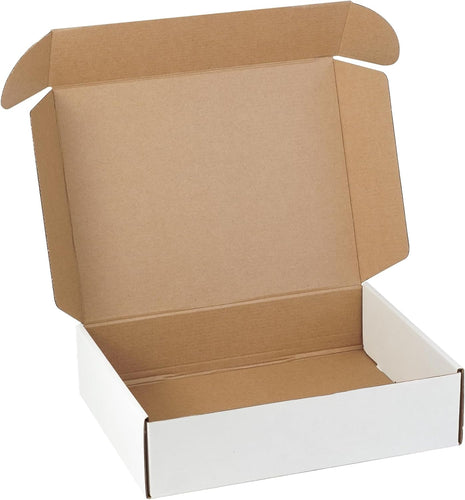 12 inchx9 inchx3 inch Shipping Boxes Set of 1, White Corrugated Cardboard Box Literature Mailer