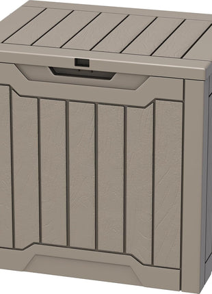 YITAHOME 30 Gallon Deck Box Outdoor Storage Box, Waterproof Resin Package Delivery and Storage Box with Lockable Lid for Patio Furniture Cushions, Pool Accessories, Garden Tools, Brown