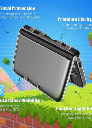 TNP 3DS XL Case - Ultra Clear Crystal Transparent Hard Shell Protective Case Cover Skin Accessory Compatible with Nintendo 3DS XL LL