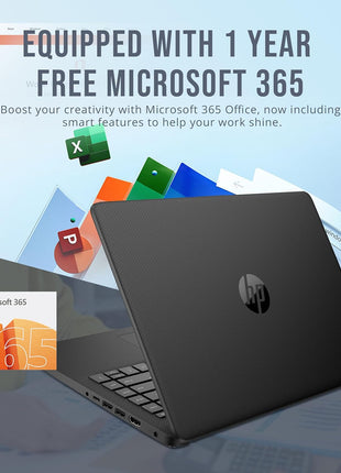 HP Stream 14 inch HD BrightView Laptop, Intel Celeron N4120, 16GB RAM, 288GB Storage (128GB eMMC + 160GB Docking Station Set), Intel UHD Graphics, 720p Webcam, Wi-Fi, 1 Year Office 365, Win 11 S, Black