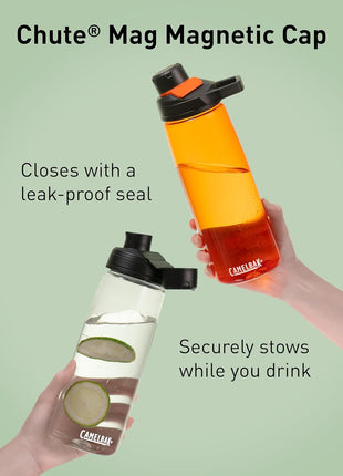 CamelBak Chute Mag BPA Free Water Bottle with Tritan Renew - Magnetic Cap Stows While Drinking, 25oz, Charcoal