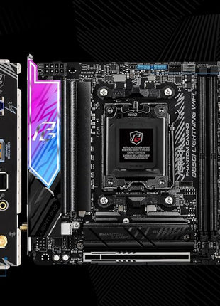 ASRock AMD B850i Lightning WiFi 6E Socket AM5 Ryzen 9000/8000/7000 Series DDR5 8200+ (OC) MHz 128GB Mini ITX Motherboard M.2 SATA3 6.0 Gb/s PCIe 5.0 B850 BIOS Flashback