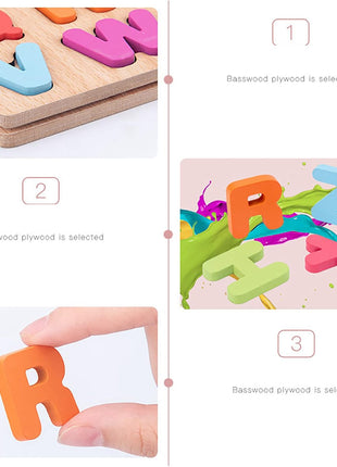 Wooden Puzzles for Toddlers 3-5, Boys & Girls, Montessori Toddler | 3 in 1 Wooden Puzzle, Alphanumeric Graphics Cognitive, for toddlers 3-5 make, natural wood, gift for a birthday